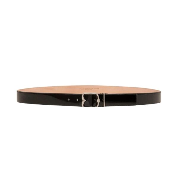 BALLY EMBLEM 35MM BELT IN BLACK PATENT LEATHER