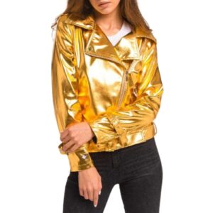 Gold Leather Jacket Women