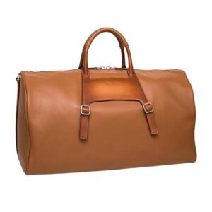 SANTONI BROWN LEATHER MEDIUM WEEKEND BAG