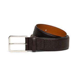 SANTONI ADJUSTABLE BROWN SAFFIANO LEATHER BELT