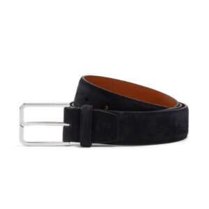 SANTONI MEN’S BLUE SUEDE ADJUSTABLE BELT