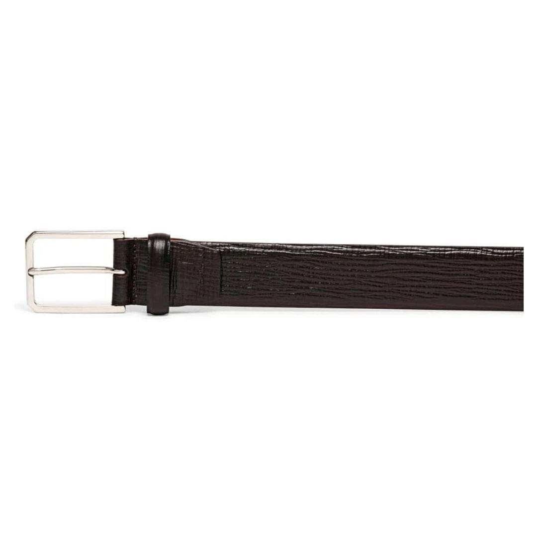 SANTONI MEN’S BROWN EMBOSSED LEATHER ADJUSTABLE BELT - Image 3