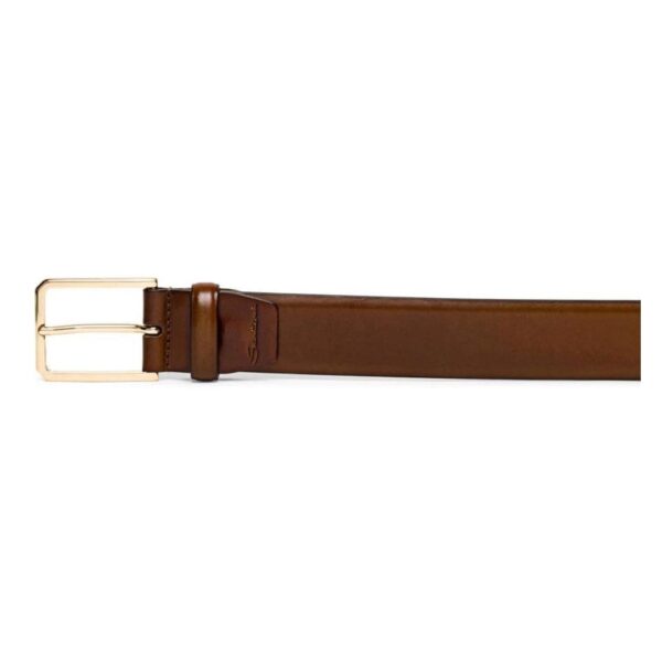 SANTONI MEN’S BROWN LEATHER ADJUSTABLE BELT - Image 3