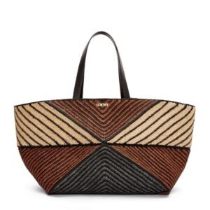 LOEWE XXL PUZZLE FOLD TOTE BAG IN RAFFIA