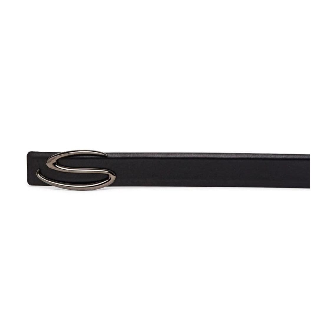 SANTONI MEN’S POLISHED BLUE LEATHER S BUCKLE BELT - Image 3