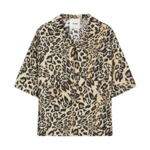 NANUSHKA MAXTON PRINTED SILK-TWILL SHIRT LEOPARD