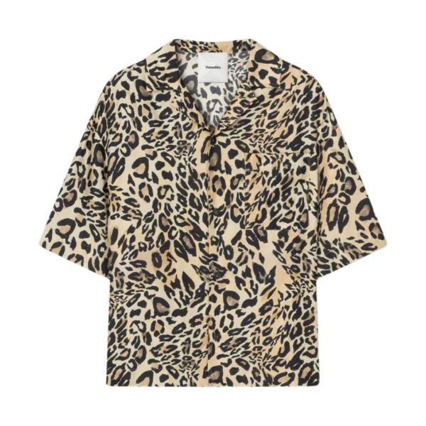 NANUSHKA MAXTON PRINTED SILK-TWILL SHIRT LEOPARD