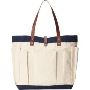 RALPH LAUREN LEATHER-TRIM CANVAS TOTE