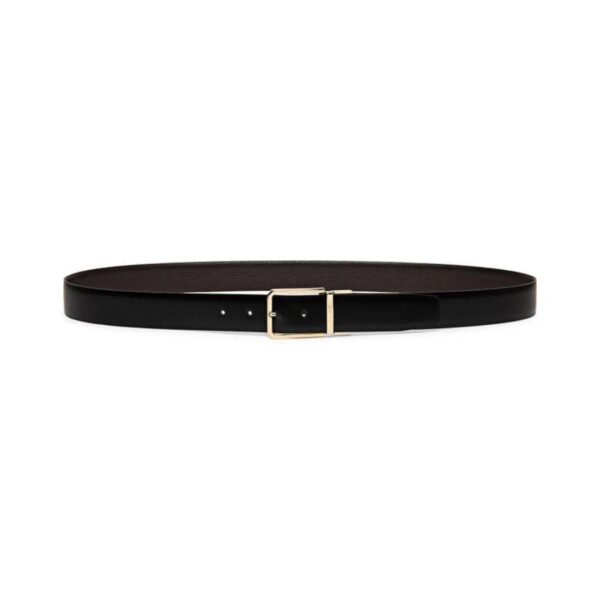 SANTONI REVERSIBLE AND ADJUSTABLE SMOOTH BLACK AND TUMBLED BROWN LEATHER BELT - Image 2