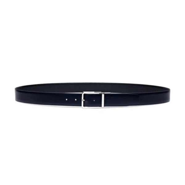 SANTONI REVERSIBLE AND ADJUSTABLE SMOOTH BLUE AND TUMBLED BLACK LEATHER BELT - Image 2