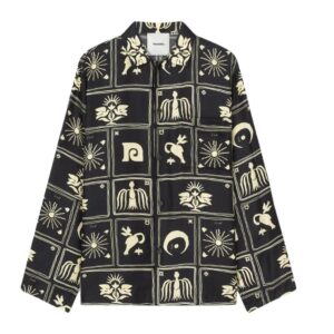 NANUSHKA JELMER PRINTED SILK-TWILL SHIRT FOLK ART BLACK