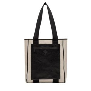 MCM REVERSIBLE DIAMOND TOTE IN CANVAS LEATHER MIX BLACK
