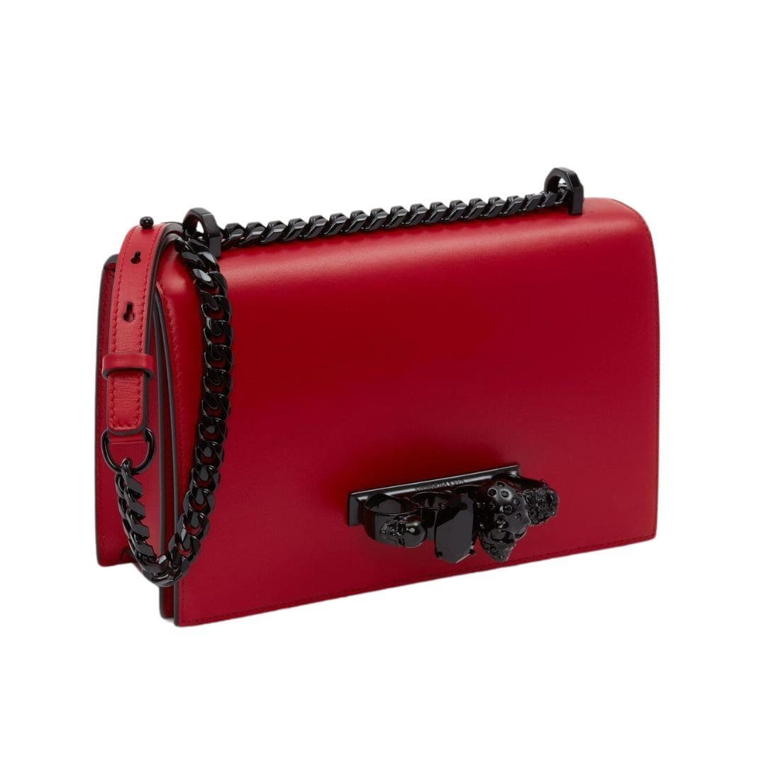 ALEXANDER MCQUEEN WOMANS JEWELLED SATCHEL IN RED - Image 2