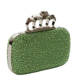 ALEXANDER MCQUEEN WOMANS KNUCKLE CLUTCH IN ACID GREEN