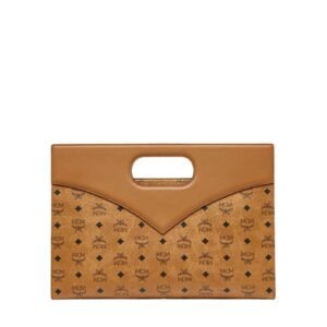 MCM DIAMOND TOTE IN VISETOS LEATHER MIX COGNAC
