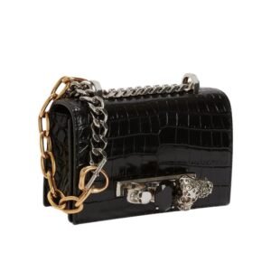 ALEXANDER MCQUEEN WOMANS MINI JEWELLED SATCHEL IN BLACK