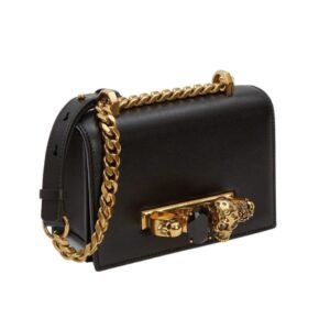 ALEXANDER MCQUEEN WOMANS MINI JEWELLED SATCHEL IN BLACKGOLD