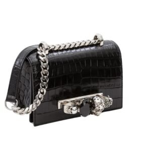 ALEXANDER MCQUEEN WOMANS MINI JEWELLED SATCHEL IN BLACKSILVER