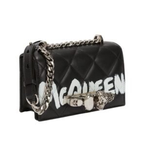 ALEXANDER MCQUEEN WOMANS MINI JEWELLED SATCHEL IN BLACKWHITE
