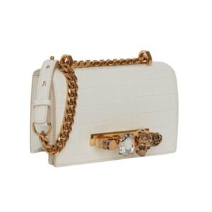 ALEXANDER MCQUEEN WOMANS MINI JEWELLED SATCHEL DEEP LVORY