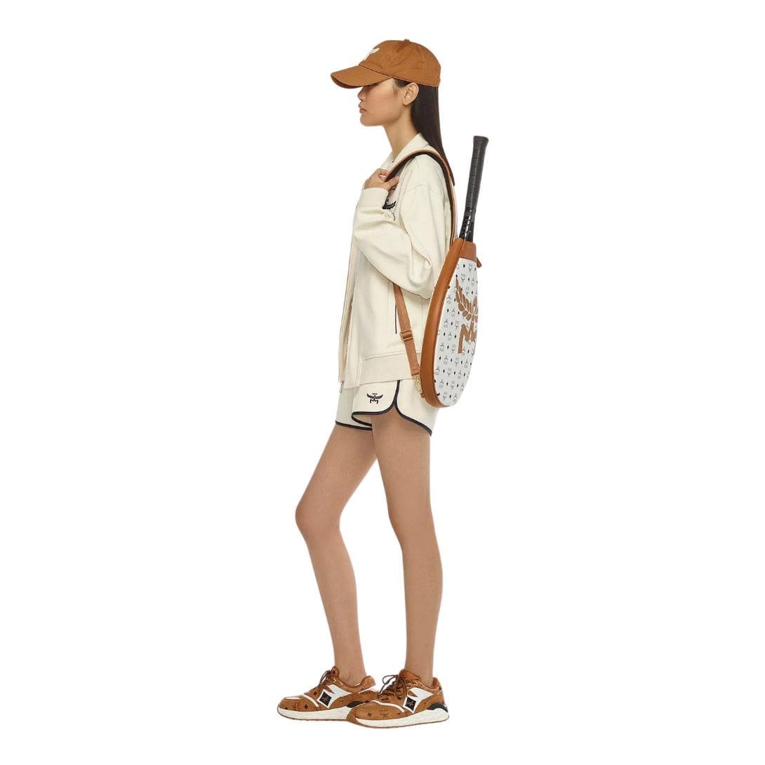MCM TENNIS RACKET COVER IN MEGA LAUREL VISETOS WHITE - Image 2