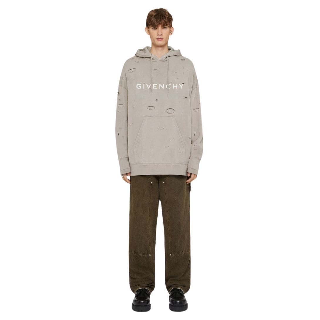 GIVENCHY OVERSIZED HOODIE IN DESTROYED FLEECE - Image 2