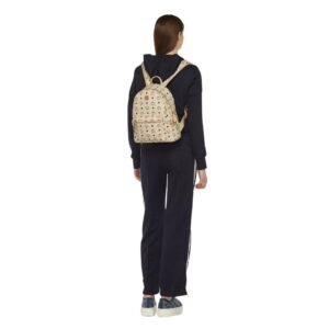 MCM SMALL STARK SIDE STUDS BACKPACK IN VISETOS BEIGE & BLACK