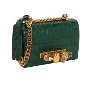 ALEXANDER MCQUEEN WOMANS MINI JEWELLED SATCHEL IN EMERALD