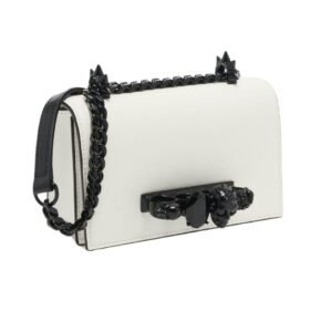 ALEXANDER MCQUEEN WOMANS MINI JEWELLED SATCHEL IN SOFT LVORY