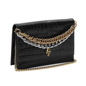 ALEXANDER MCQUEEN WOMANS SMALL SKULL BAG WITH CHAIN IN BLACK