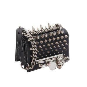 ALEXANDER MCQUEEN WOMANS STUDDED MICRO JEWELLED IN BLACK