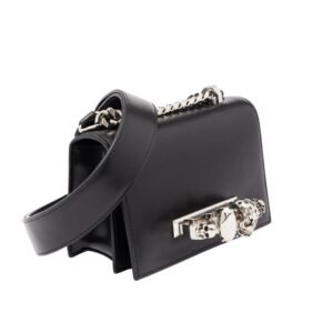 ALEXANDER MCQUEEN WOMANS THE BIKER MINI JEWELLED SATCHEL IN BLACK