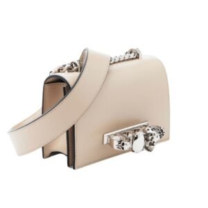 ALEXANDER MCQUEEN WOMANS THE BIKER MINI JEWELLED SATCHEL IN CAMEL