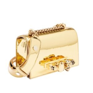 ALEXANDER MCQUEEN WOMANS THE BIKER MINI JEWELLED SATCHEL IN GOLD