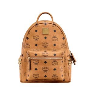 MCM MINI STARK SIDE STUDS BACKPACK IN VISETOS COGNAC