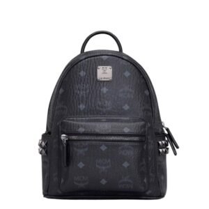 MCM MINI STARK SIDE STUDS BACKPACK IN VISETOS BLACK