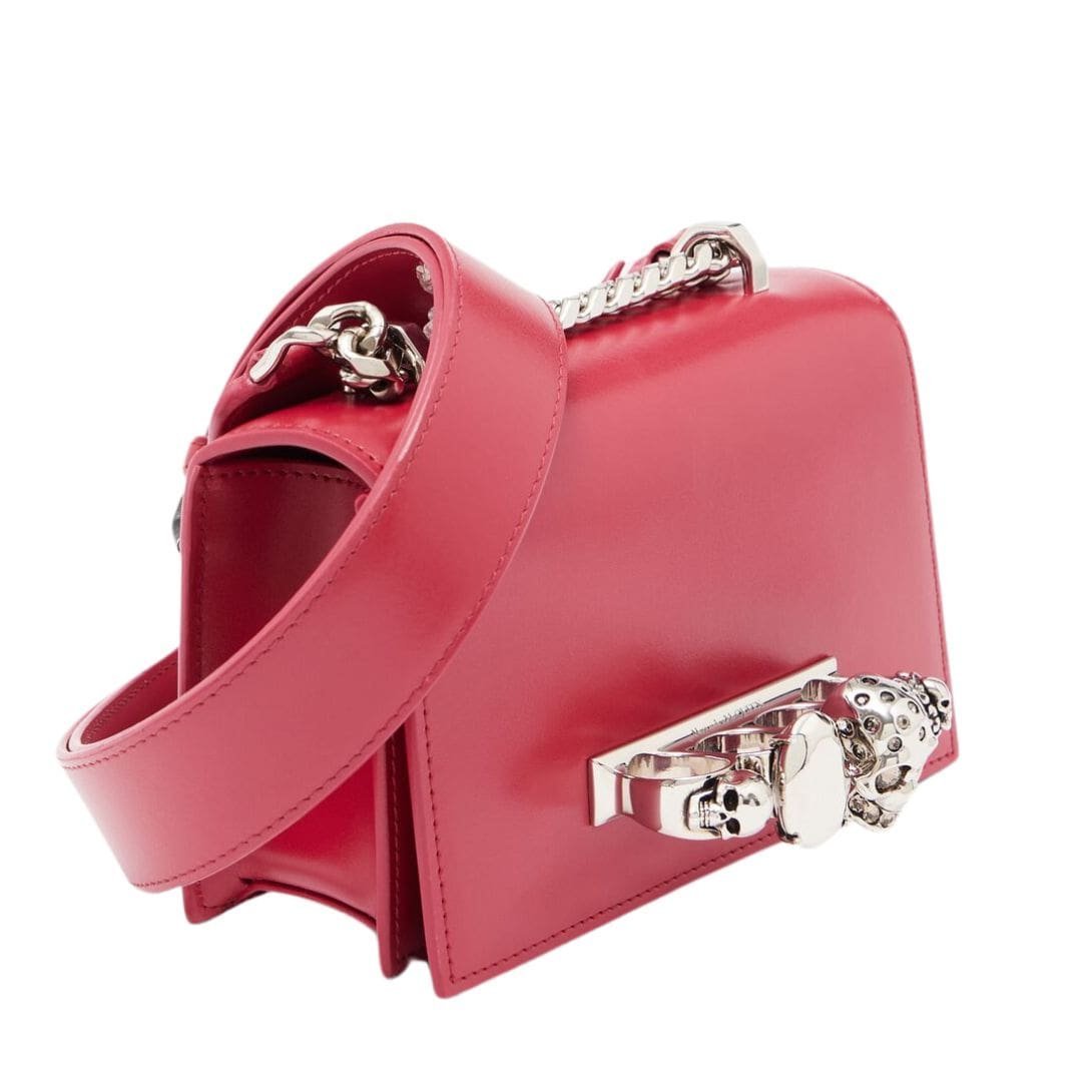 ALEXANDER MCQUEEN WOMANS THE BIKER MINI JEWELLED SATCHEL IN LIPSTICK RED - Image 2