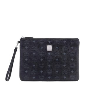 MCM WRISTLET ZIP POUCH IN VISETOS ORIGINAL BLACK