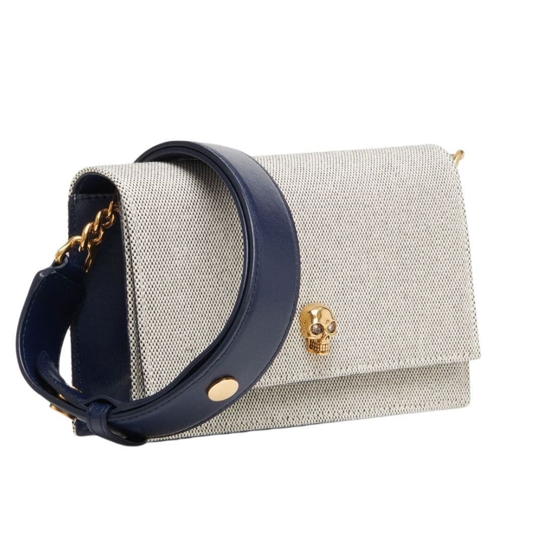 ALEXANDER MCQUEEN WOMANS THE BIKER SMALL SKULL BAG IN GRAYNAVY - Image 2