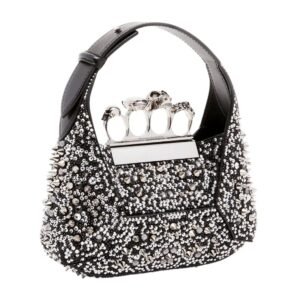 ALEXANDER MCQUEEN WOMENS THE JEWELLED HOBO MINI BAG IN BLACK