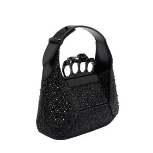 ALEXANDER MCQUEEN WOMENS THE JEWELLED HOBO MINI BAG IN BLACK