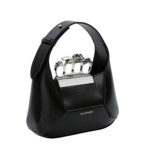 ALEXANDER MCQUEEN WOMENS THE JEWELLED HOBO MINI BAG IN BLACK