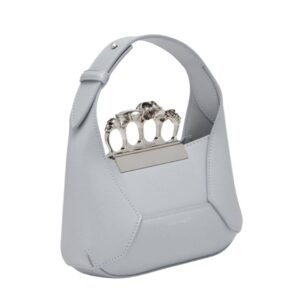 ALEXANDER MCQUEEN WOMENS THE JEWELLED HOBO MINI BAG IN GRAY