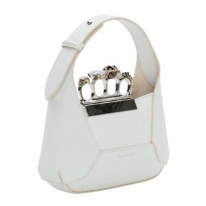 ALEXANDER MCQUEEN WOMENS THE JEWELLED HOBO MINI BAG IN WHITE