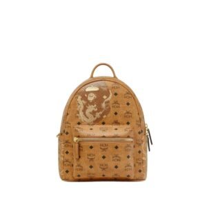 MCM SMALL X BAPE STARK BACKPACK IN VISETOS COGNAC