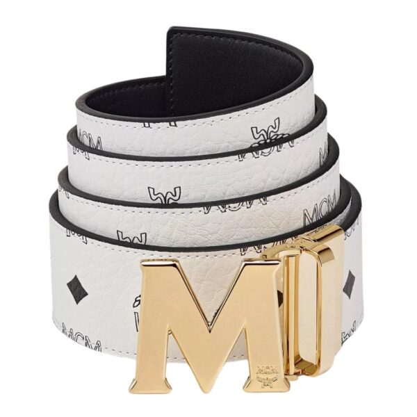 MCM CLAUS M REVERSIBLE BELT 1.75" IN VISETOS WHITE/GOLD