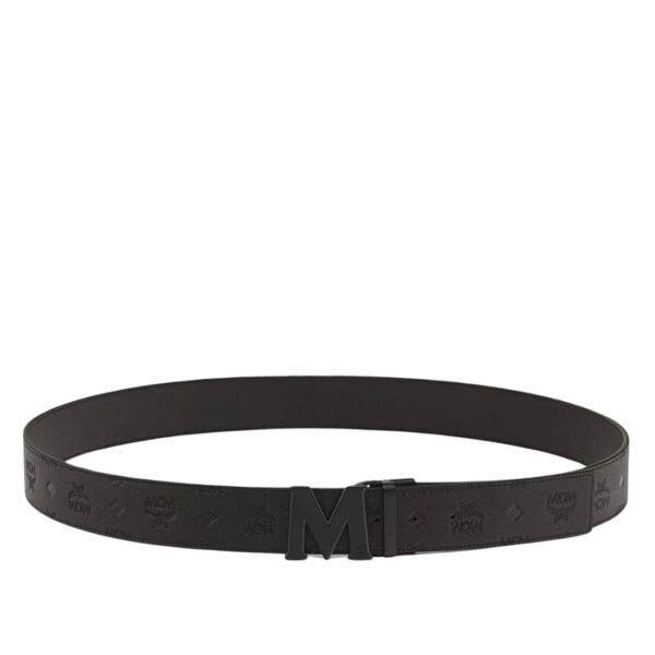 MCM CLAUS M REVERSIBLE BELT 1.75” IN EMBOSSED MONOGRAM LEATHER BLACK - Image 2