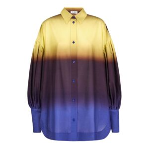 THE ATTICO BLUE, PURPLE AND LIGHT YELLOW SHIRT