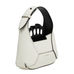 ALEXANDER MCQUEEN WOMENS THE JEWELLED HOBO MINI BAG IN SOFT LVORY