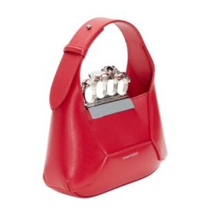 ALEXANDER MCQUEEN WOMENS THE JEWELLED HOBO MINI BAG IN WELSH RED